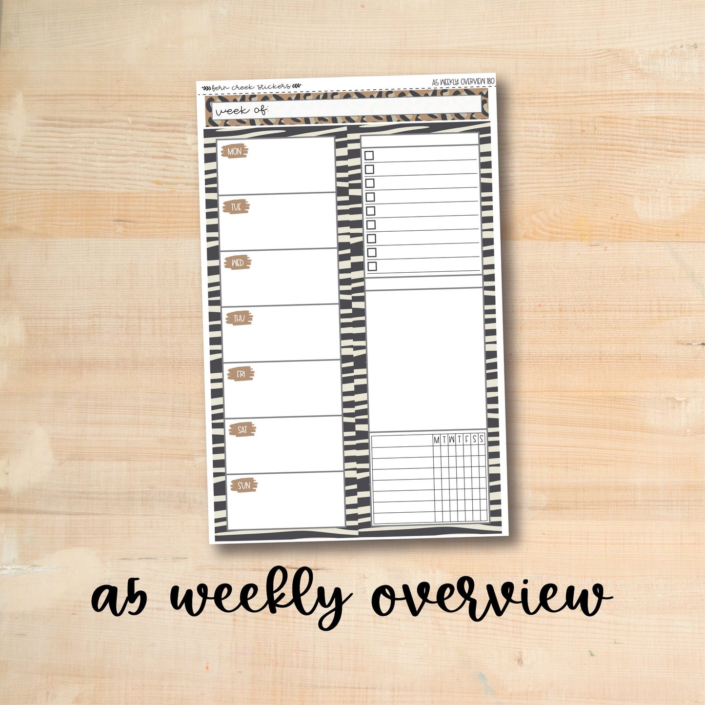 A5-WO 180 || NEUTRAL SAFARI A5 Daily Duo Erin Condren Weekly Overview