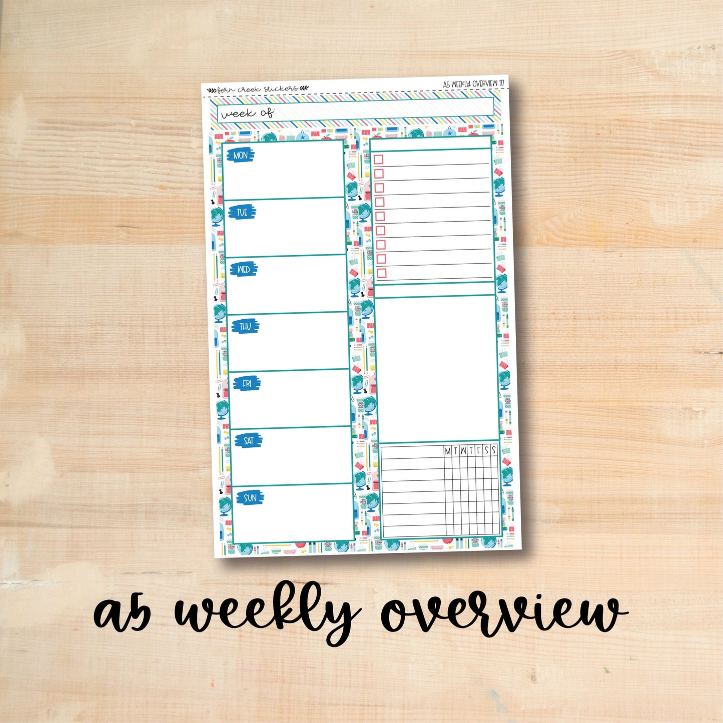 A5-WO 177 || BACK To SCHOOL A5 Daily Duo Erin Condren Weekly Overview