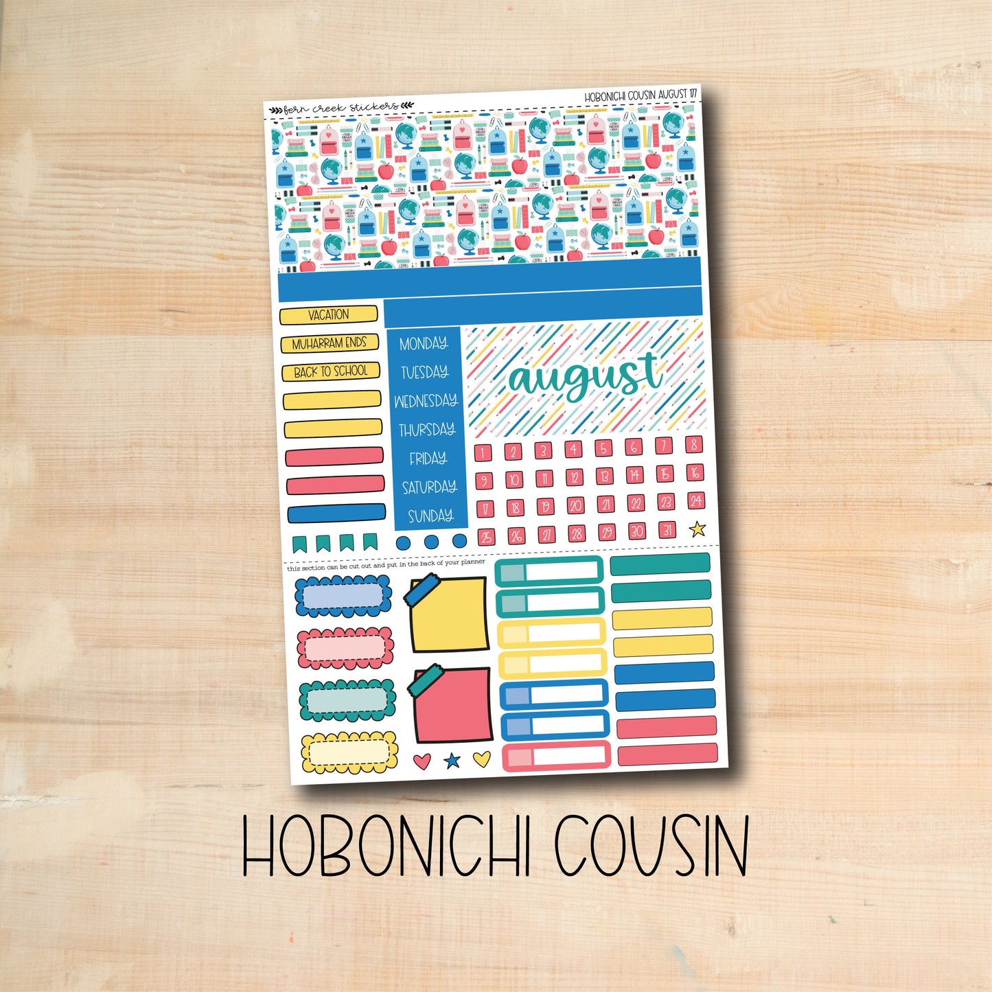 HC-177 || BACK To SCHOOL August Hobonichi Cousin monthly kit