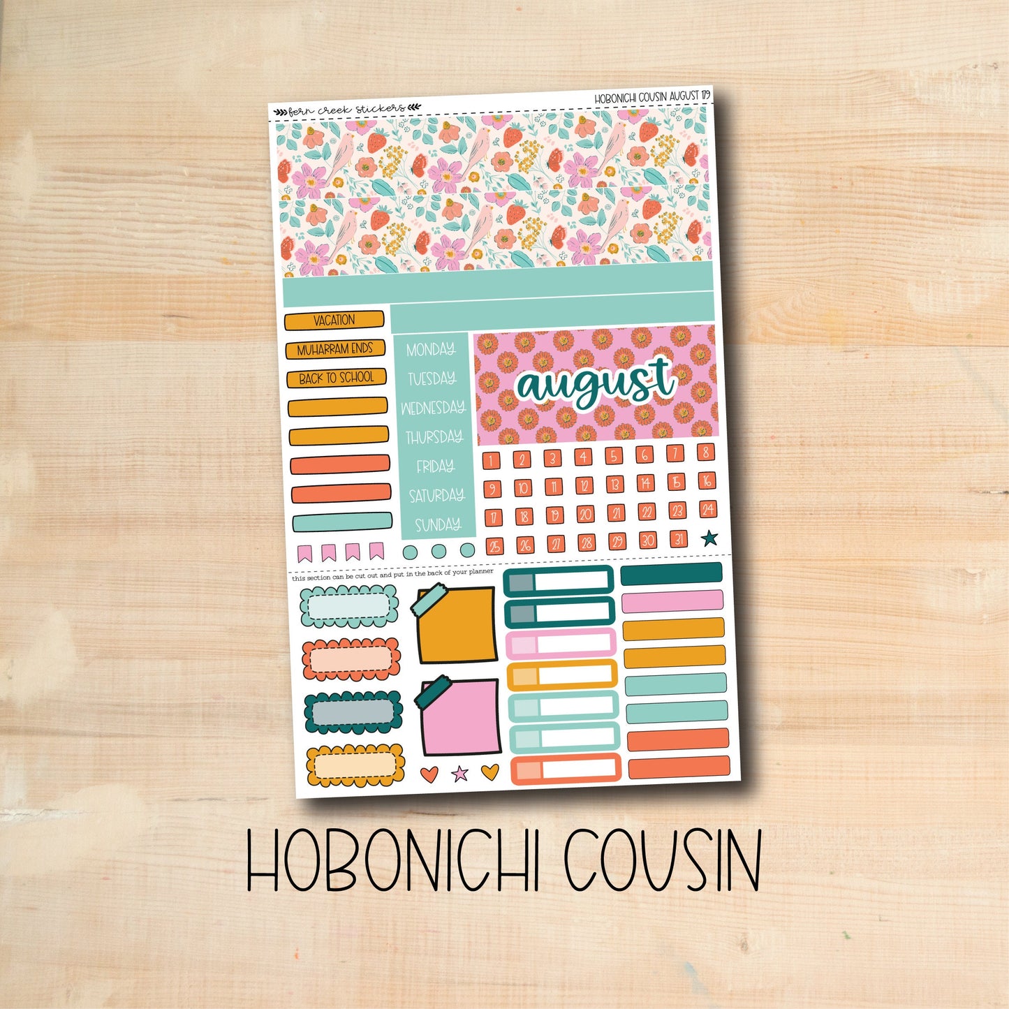 HC-179 || SUMMER SUN August Hobonichi Cousin monthly kit