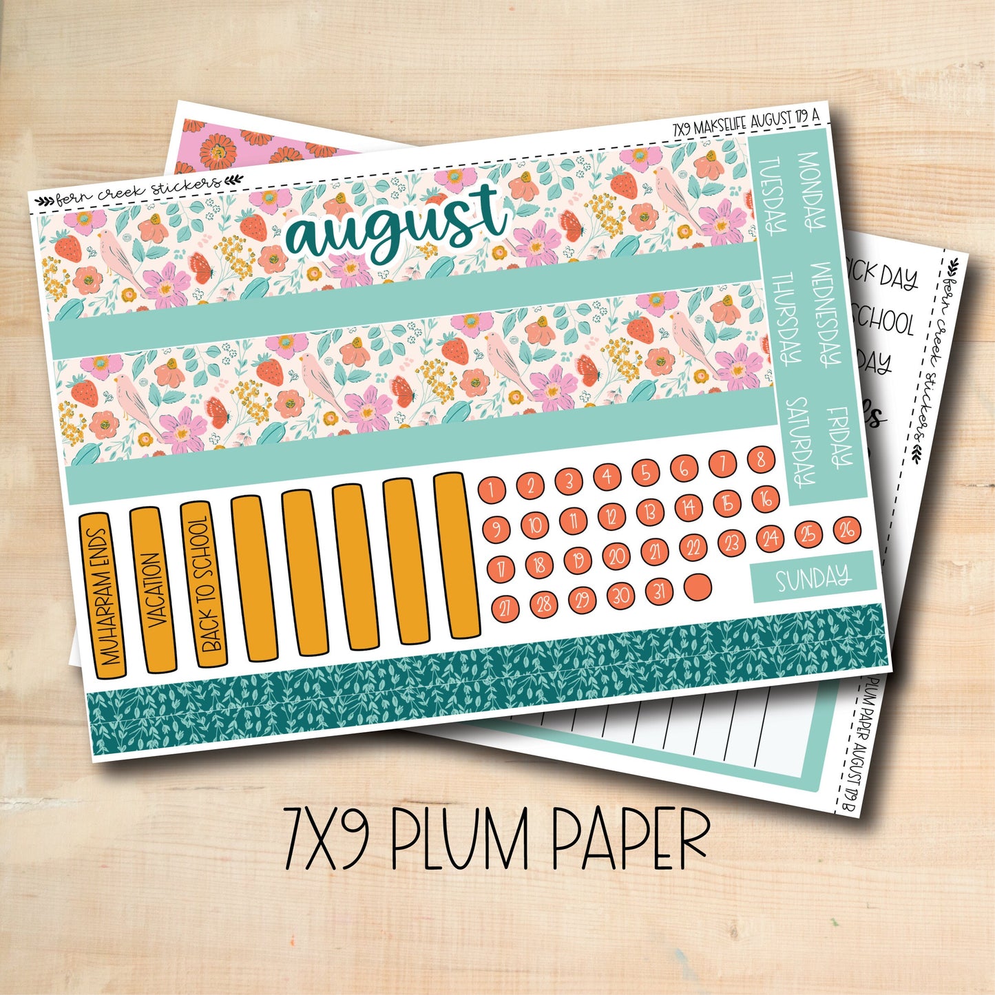 7x9 PLUM-179 || SUMMER SUN 7x9 Plum Paper August Monthly Kit