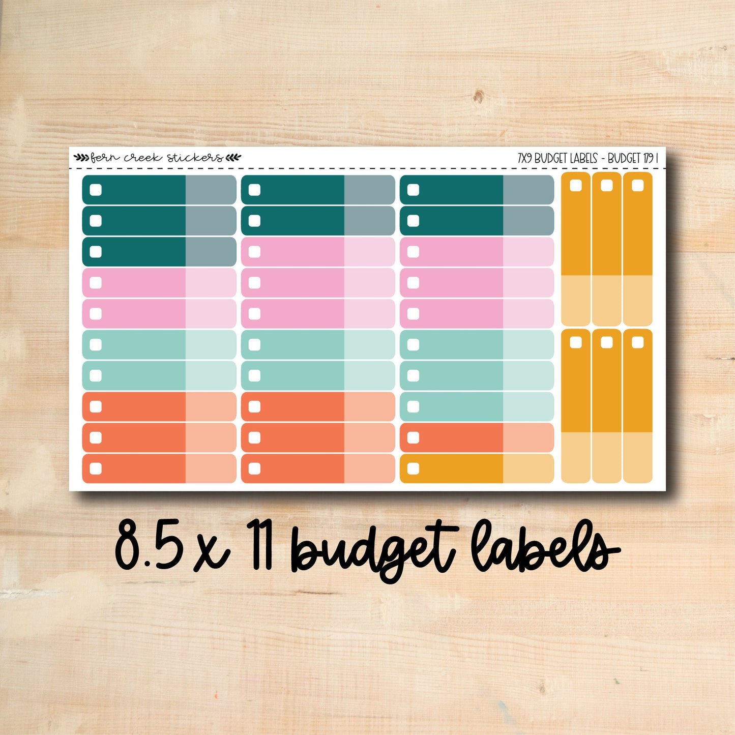 BUDGET-179 || SUMMER SUN 8.5x11 budget labels