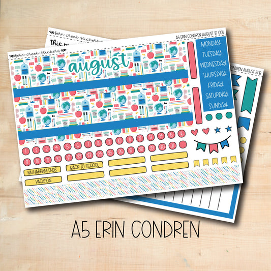 EC A5 177 || BACK To SCHOOL August A5 Erin Condren monthly planner kit