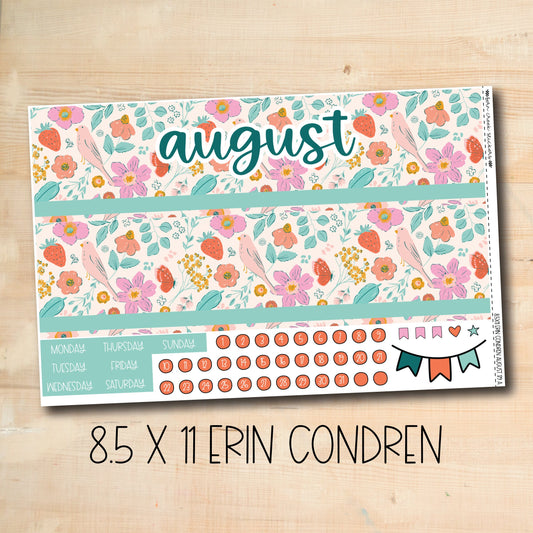 EC 8.5x11 179 || SUMMER SUN August 8.5x11 Erin Condren monthly kit