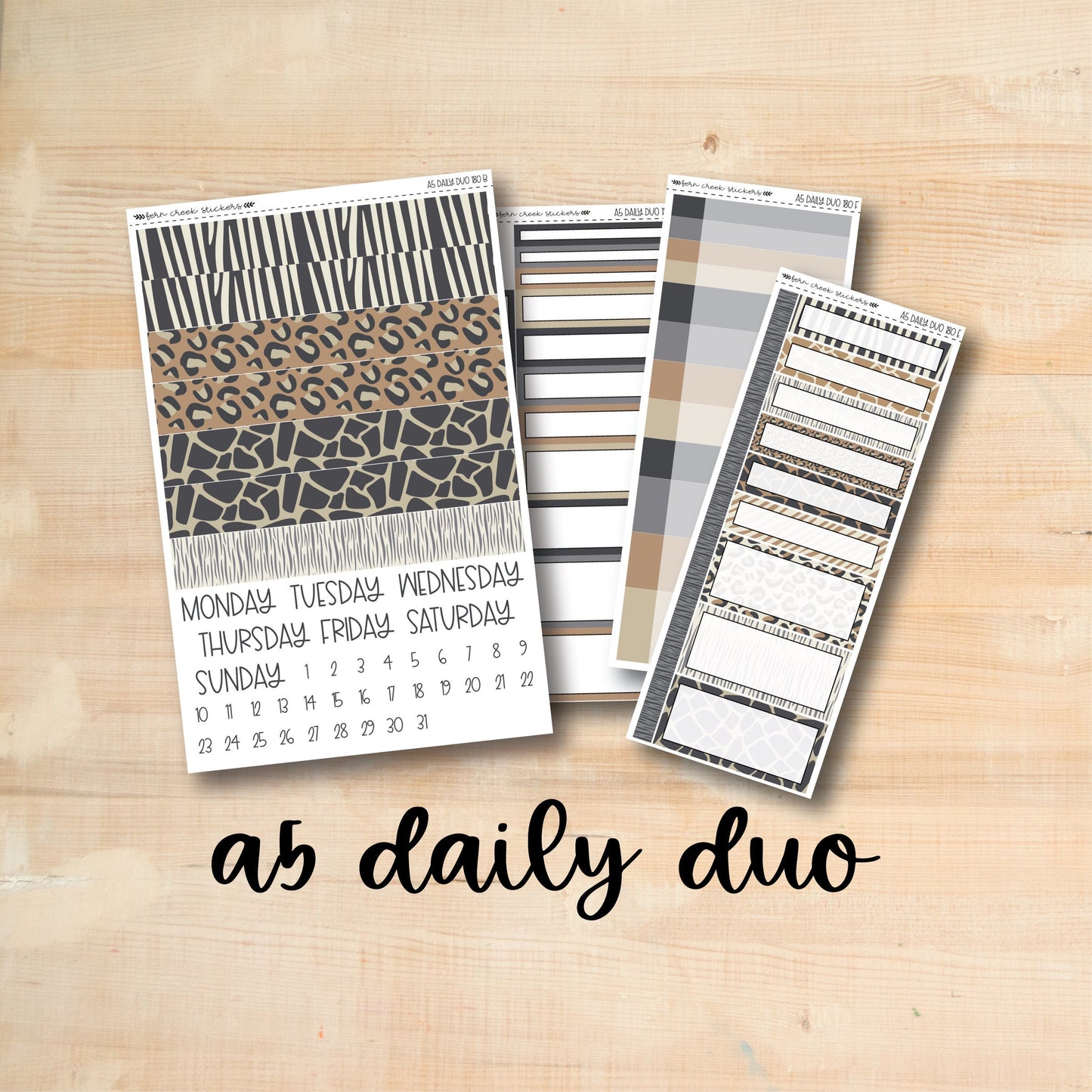A5 Daily Duo 180 || NEUTRAL SAFARI A5 Erin Condren daily duo kit