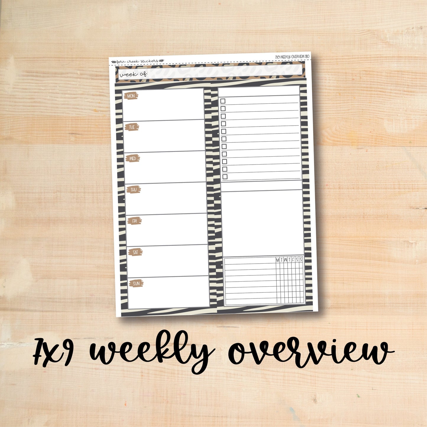 7x9-WO 180 || NEUTRAL SAFARI 7x9 Daily Duo Erin Condren Weekly Overview