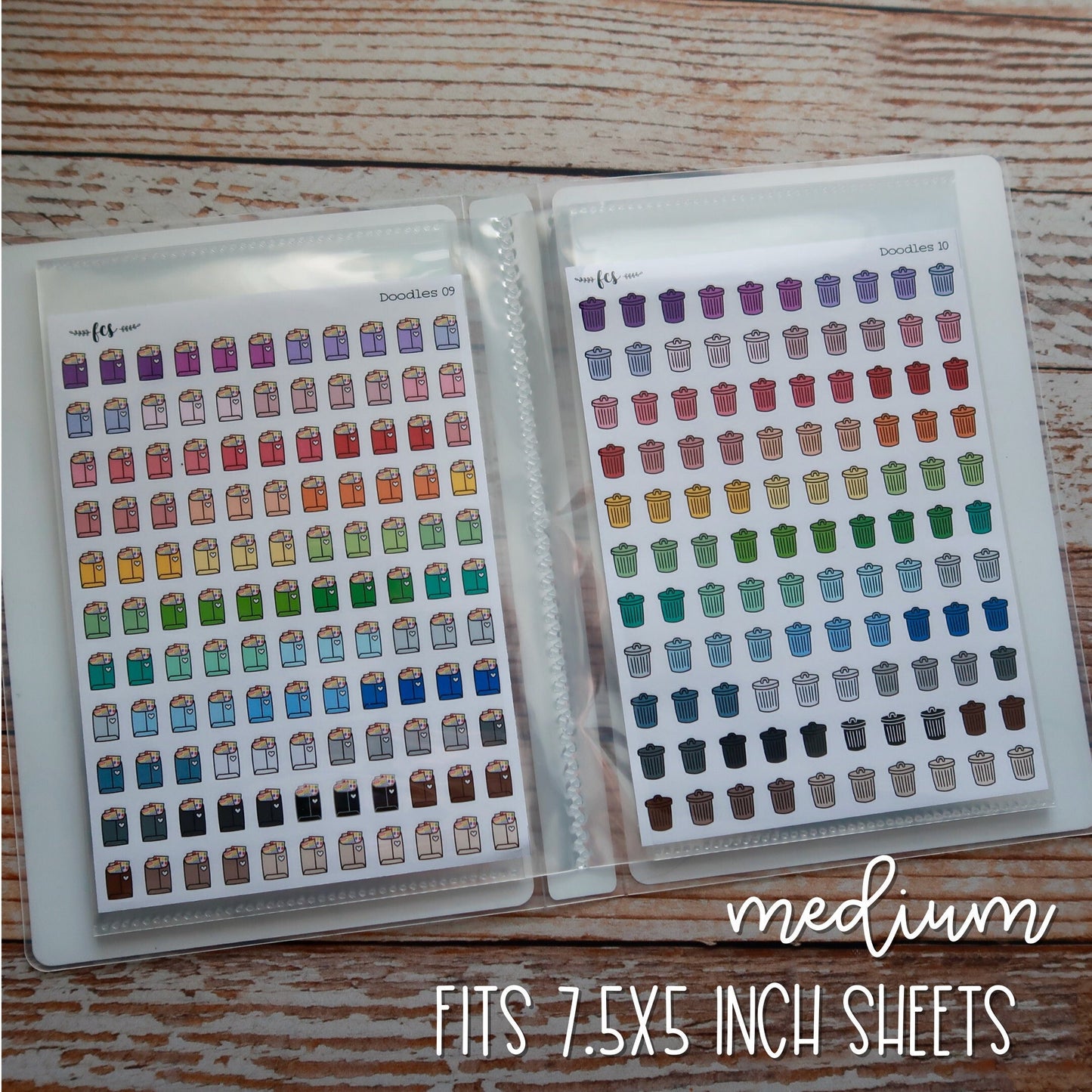 SB-LL || Lush Leaves sticker book in three sizes: 4.75x3.75 sheets, 7x5 sheets, and 8.5x5.5 sheets