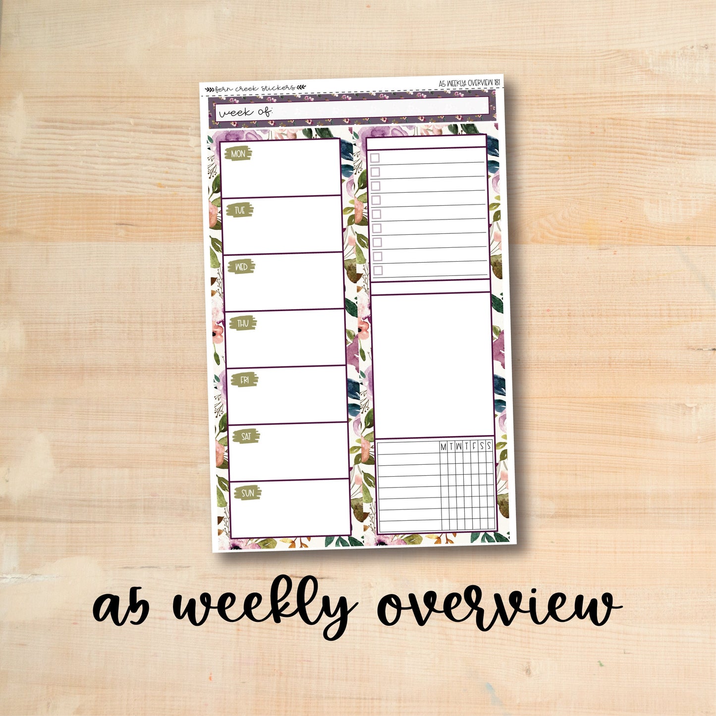 A5-WO 181 || AUTUMN AMETHYST A5 Daily Duo Erin Condren Weekly Overview