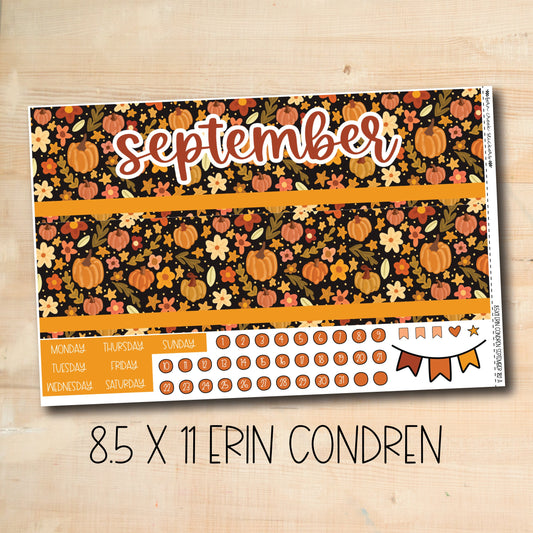 EC 8.5x11 182 || HELLO PUMPKIN September 8.5x11 Erin Condren monthly kit