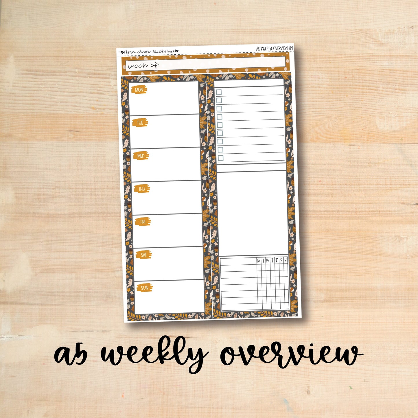 A5-WO 184 || AUTUMN DREAMS A5 Daily Duo Erin Condren Weekly Overview