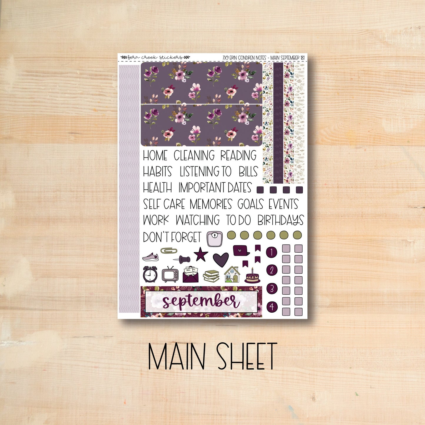 7x9 NOTES-181 || AUTUMN AMETHYST 7x9 Erin Condren September Notes Page