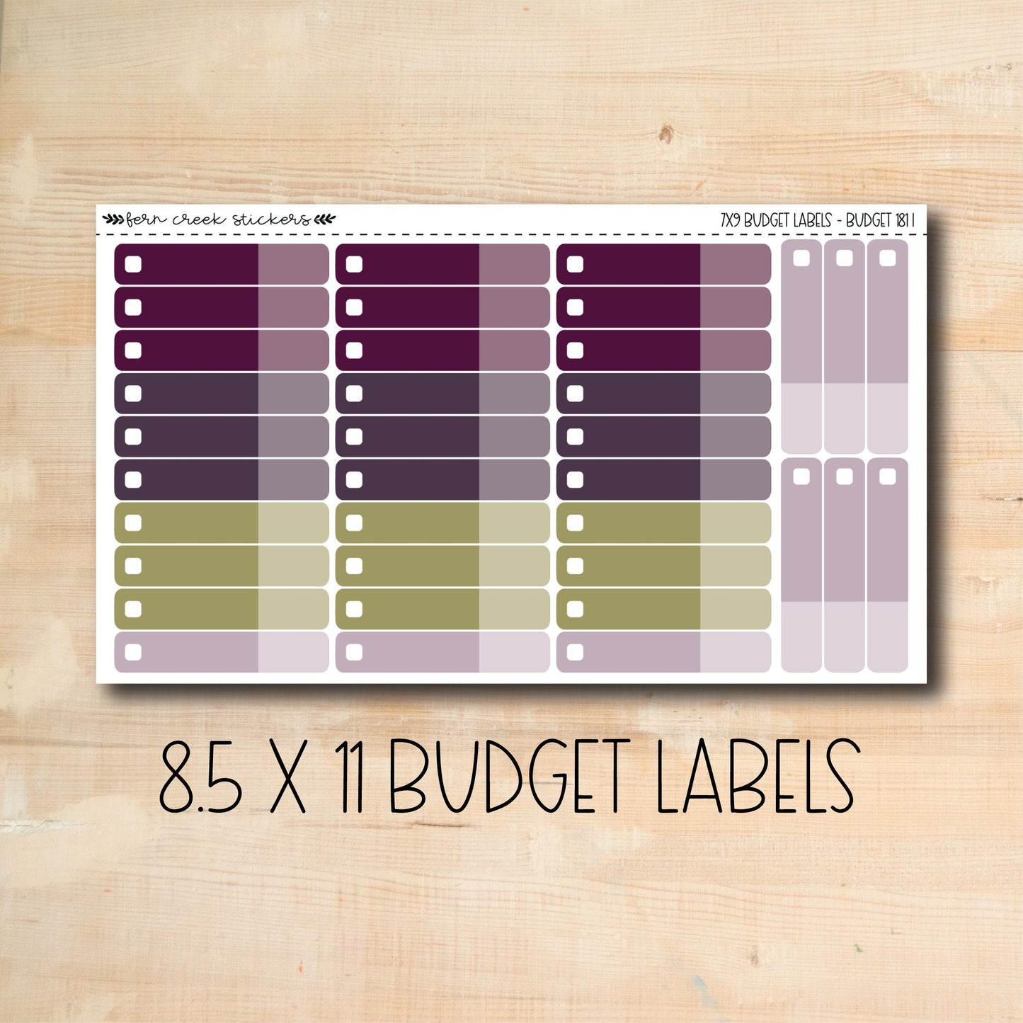 BUDGET-181 || AUTUMN AMETHYST 8.5x11 budget labels