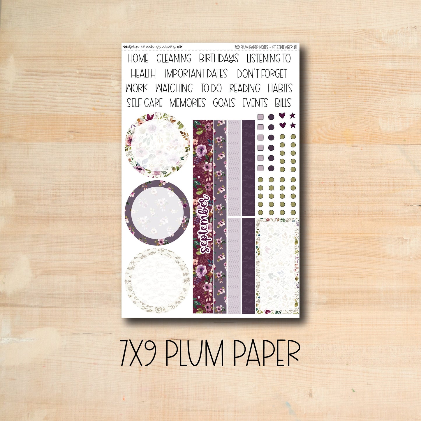 7x9 Plum NOTES-181 || AUTUMN AMETHYST 7x9 Plum Paper September notes page