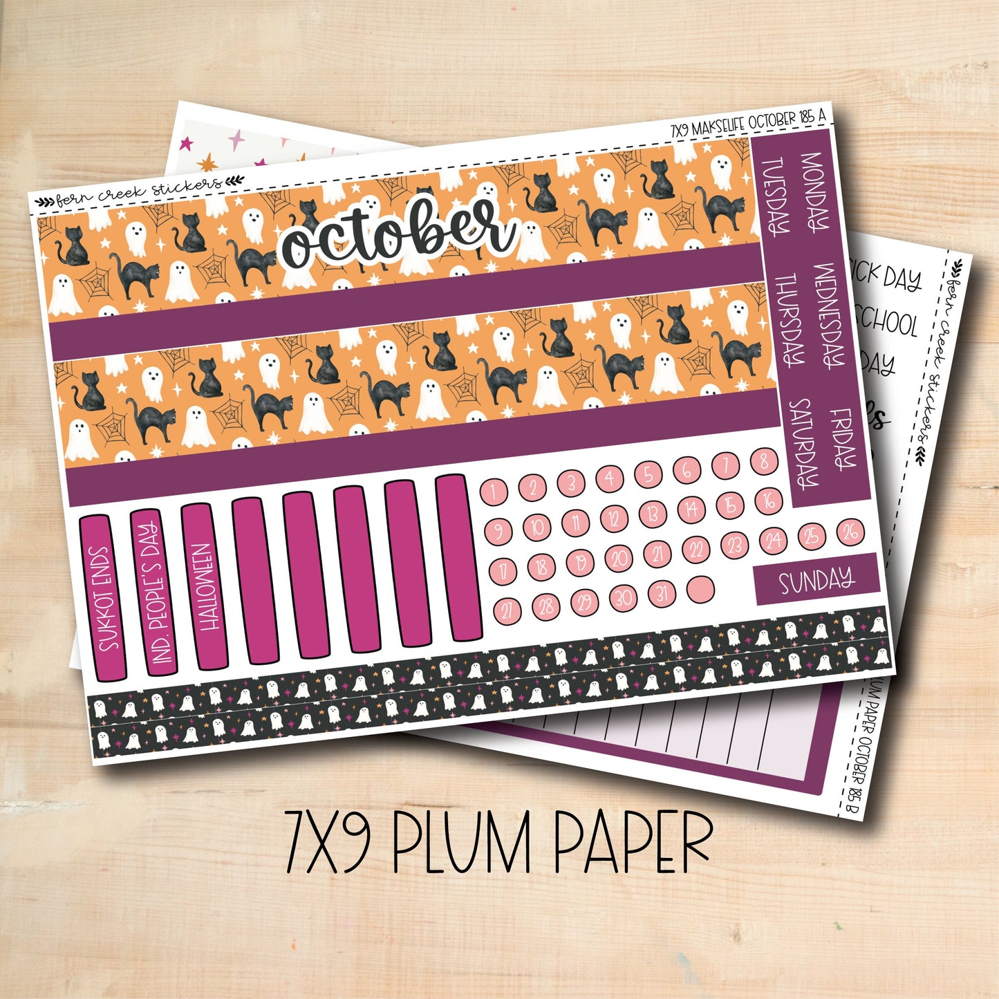 7x9 PLUM-185 || CUTE HALLOWEEN 7x9 Plum Paper October Monthly Kit