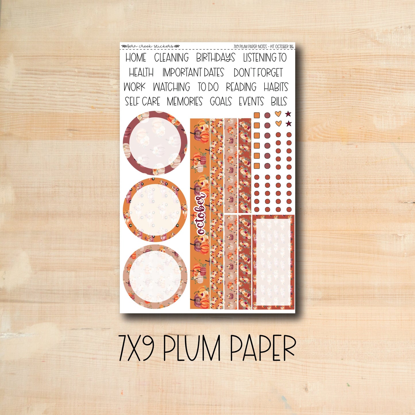 7x9 Plum NOTES-186 || PUMPKIN PICKING 7x9 Plum Paper October notes page