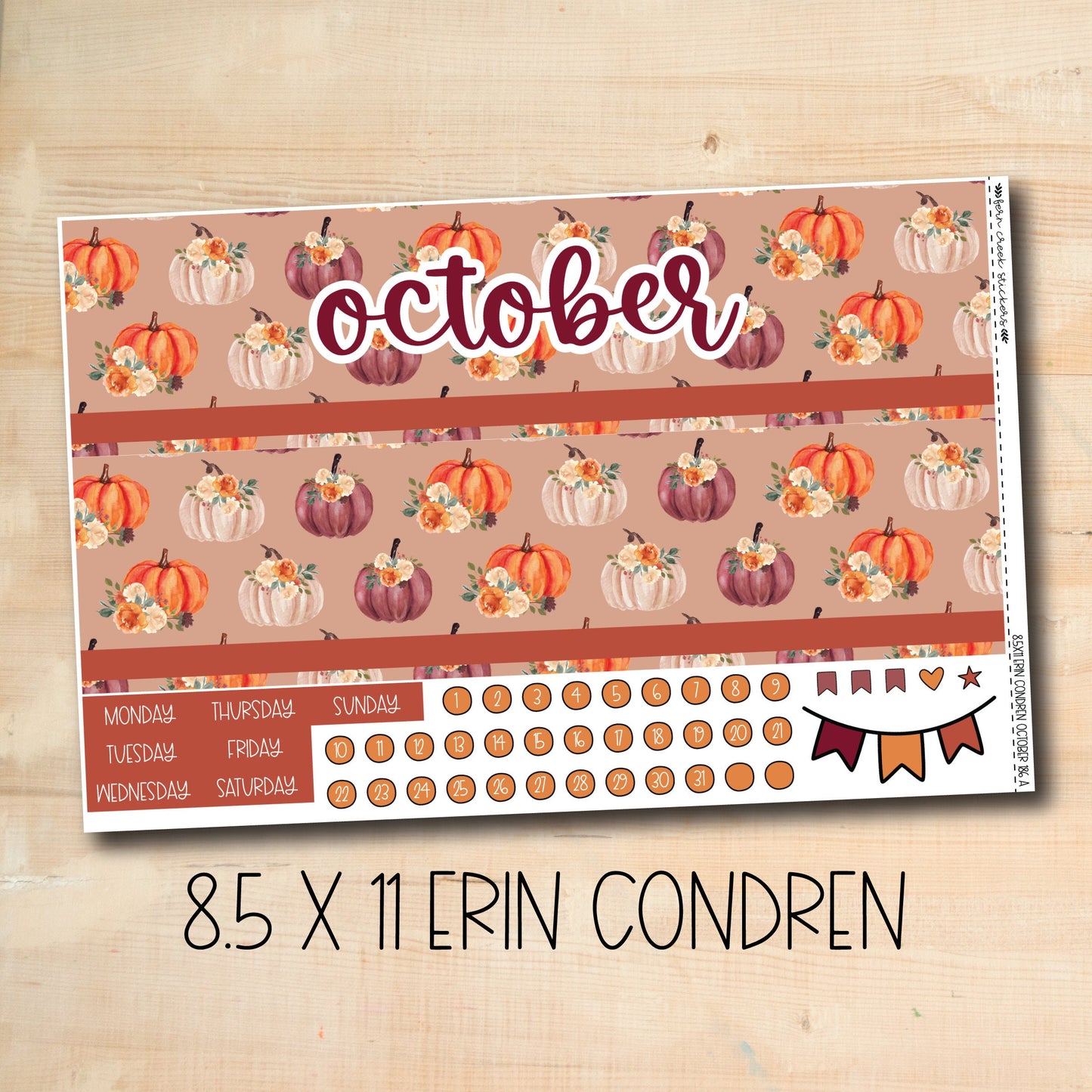 EC 8.5x11 186 || PUMPKIN PICKING October 8.5x11 Erin Condren monthly kit