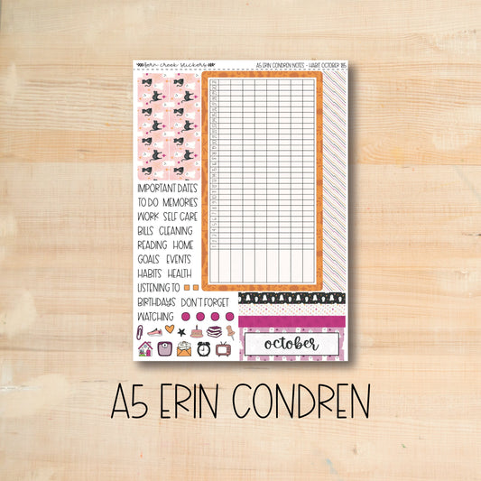 A5 NOTES-185 || CUTE HALLOWEEN A5 Erin Condren October notes page kit