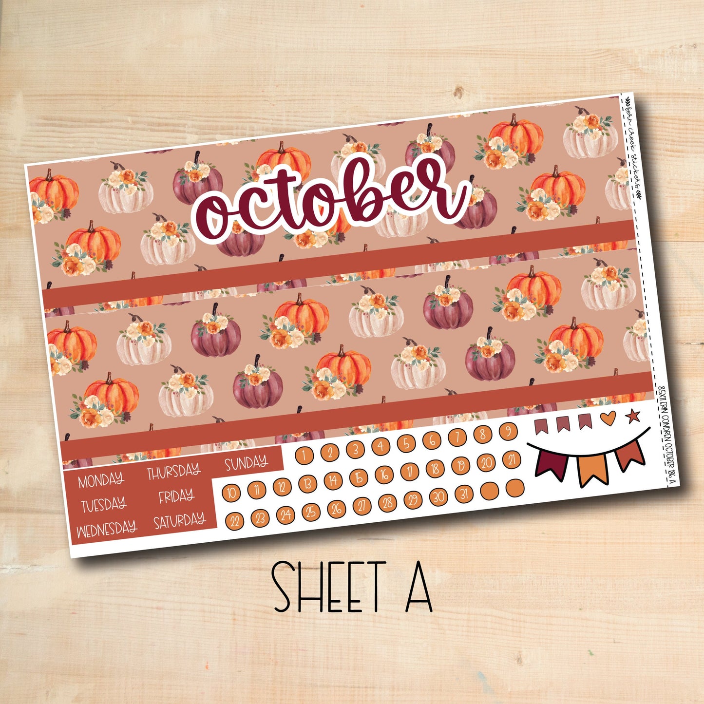 EC 8.5x11 186 || PUMPKIN PICKING October 8.5x11 Erin Condren monthly kit