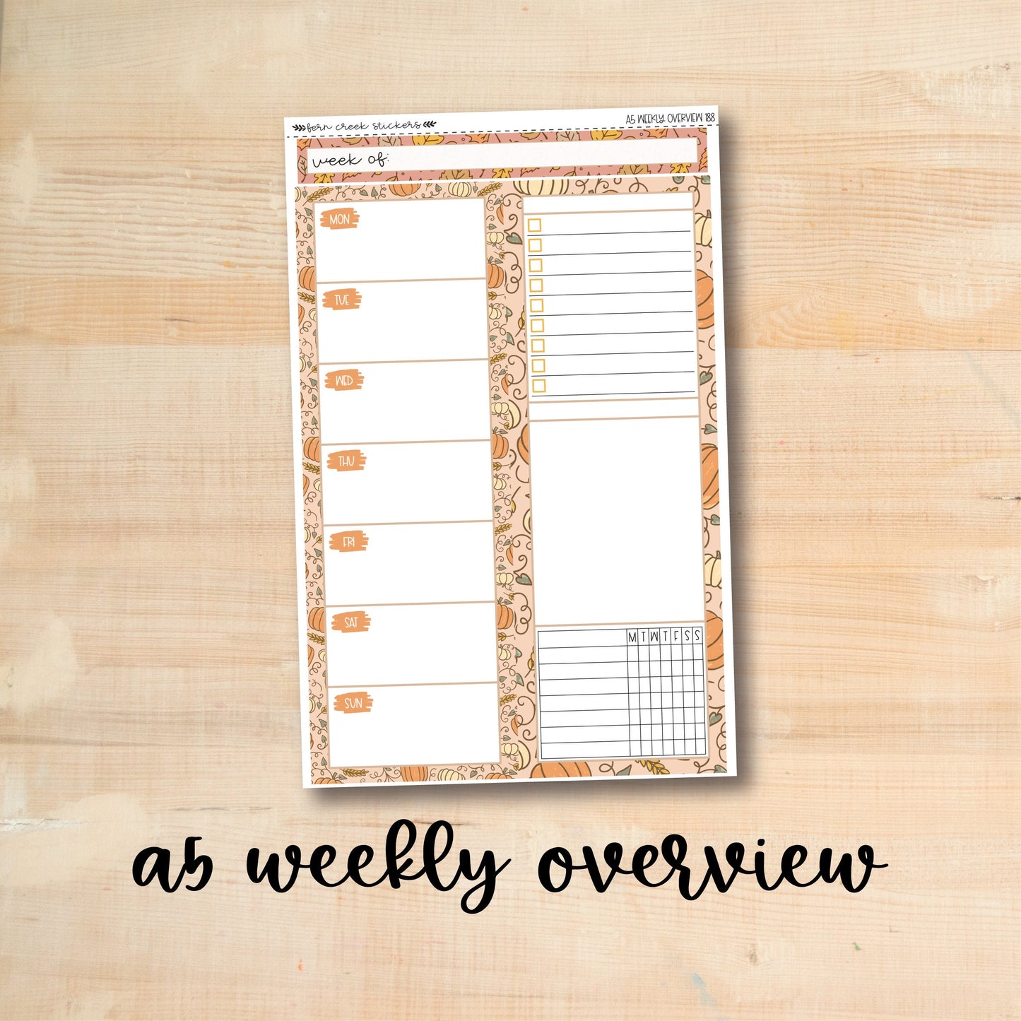 A5-WO 188 || PUMPKIN SPICE A5 Daily Duo Erin Condren Weekly Overview