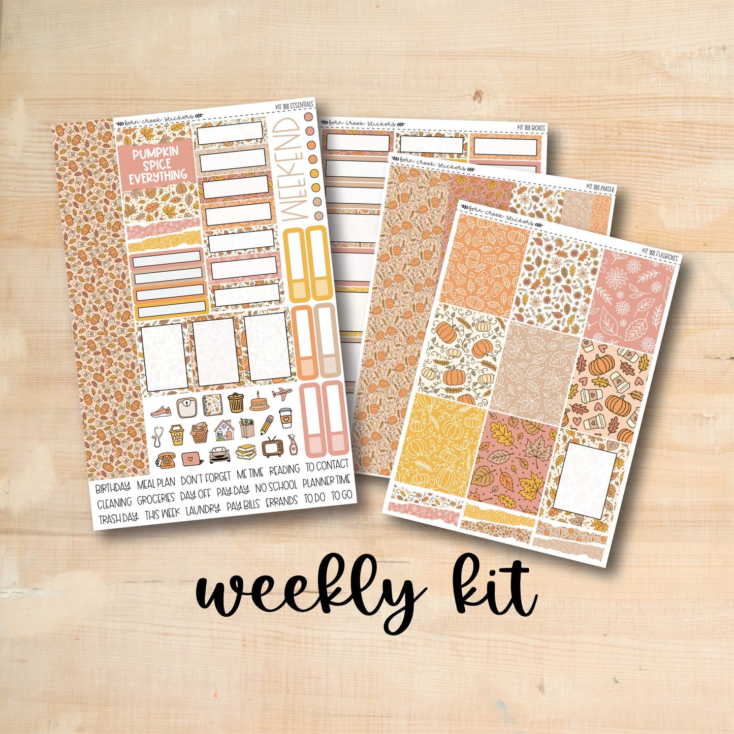 KIT-188 || PUMPKIN SPICE weekly planner kit for Erin Condren, Plum Paper, MakseLife and more!