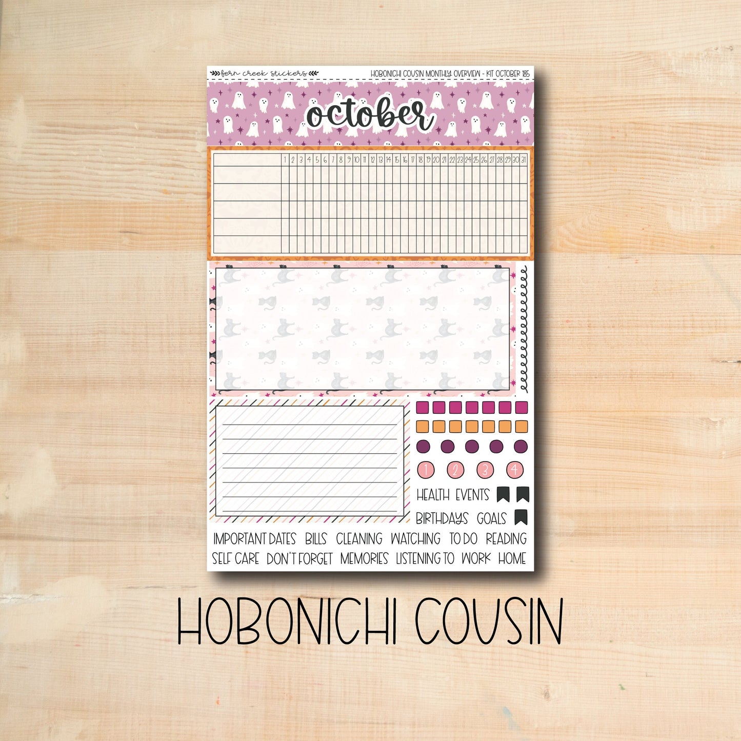 HCMO-185 || CUTE HALLOWEEN October Hobonichi Cousin monthly overview