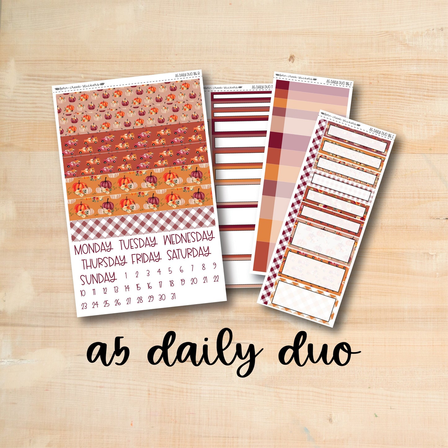 A5 Daily Duo 186 || PUMPKIN PICKING A5 Erin Condren daily duo kit