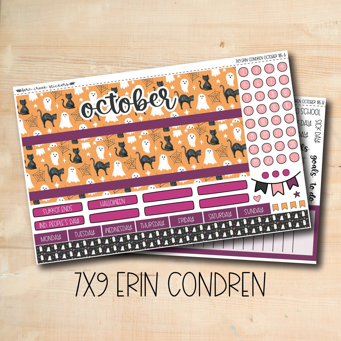 EC 7x9 185 || CUTE HALLOWEEN October 7x9 Erin Condren monthly planner kit