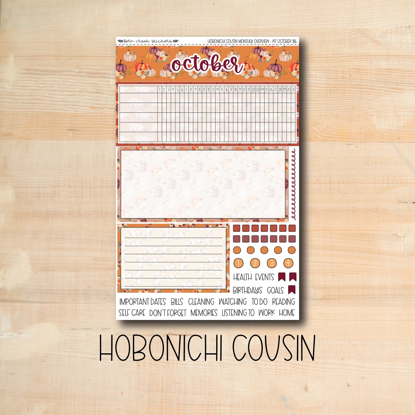 HCMO-186 || PUMPKIN PICKING October Hobonichi Cousin monthly overview