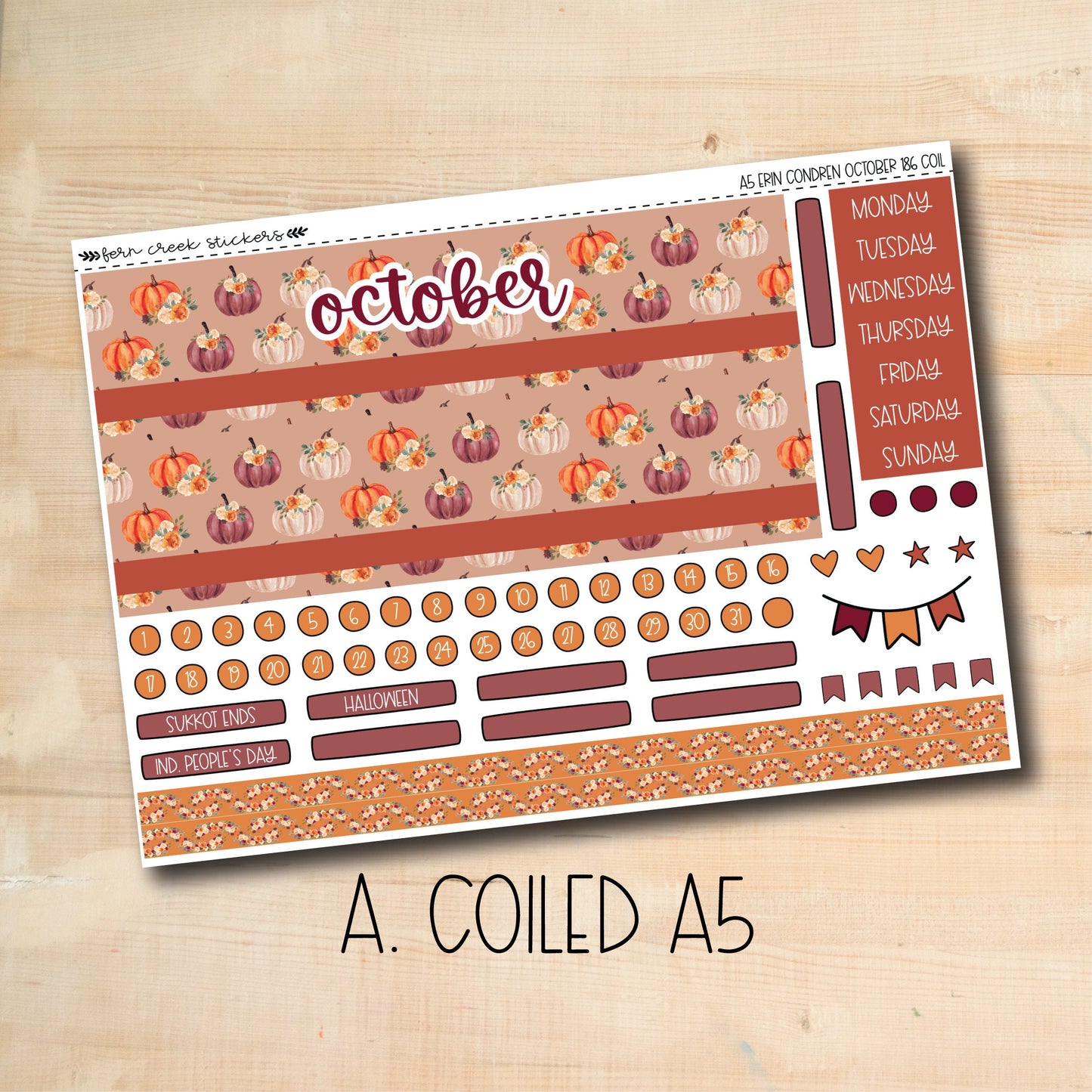 EC A5 186 || PUMPKIN PICKING October A5 Erin Condren monthly planner kit