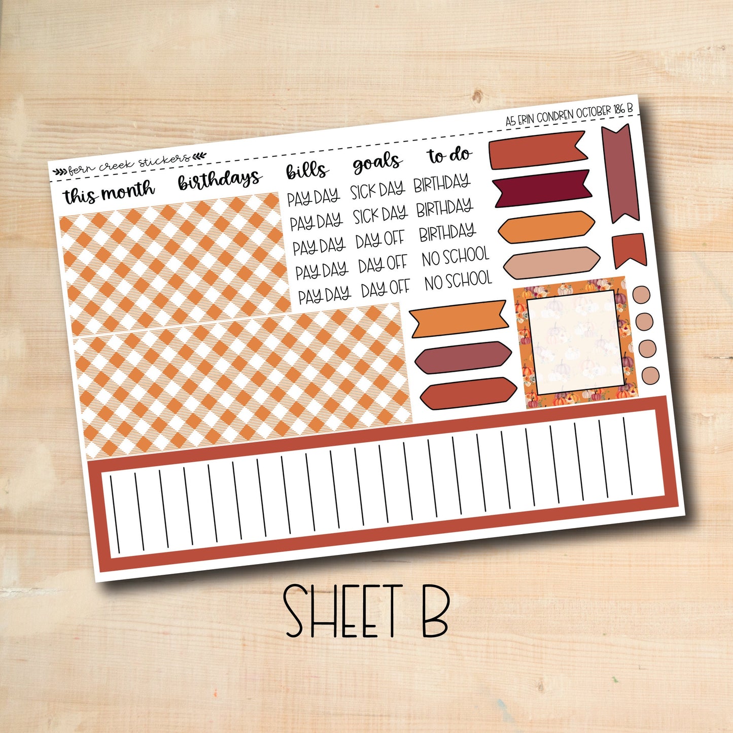 EC A5 186 || PUMPKIN PICKING October A5 Erin Condren monthly planner kit