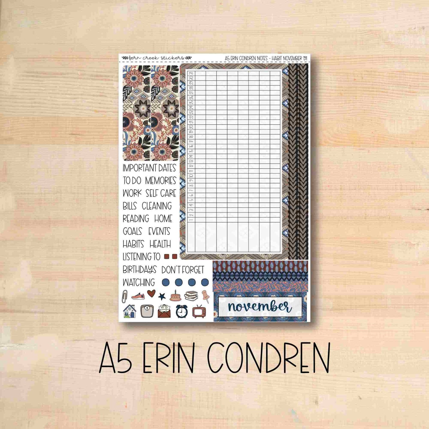 A5 NOTES-191 || BIG DREAMS A5 Erin Condren November notes page kit