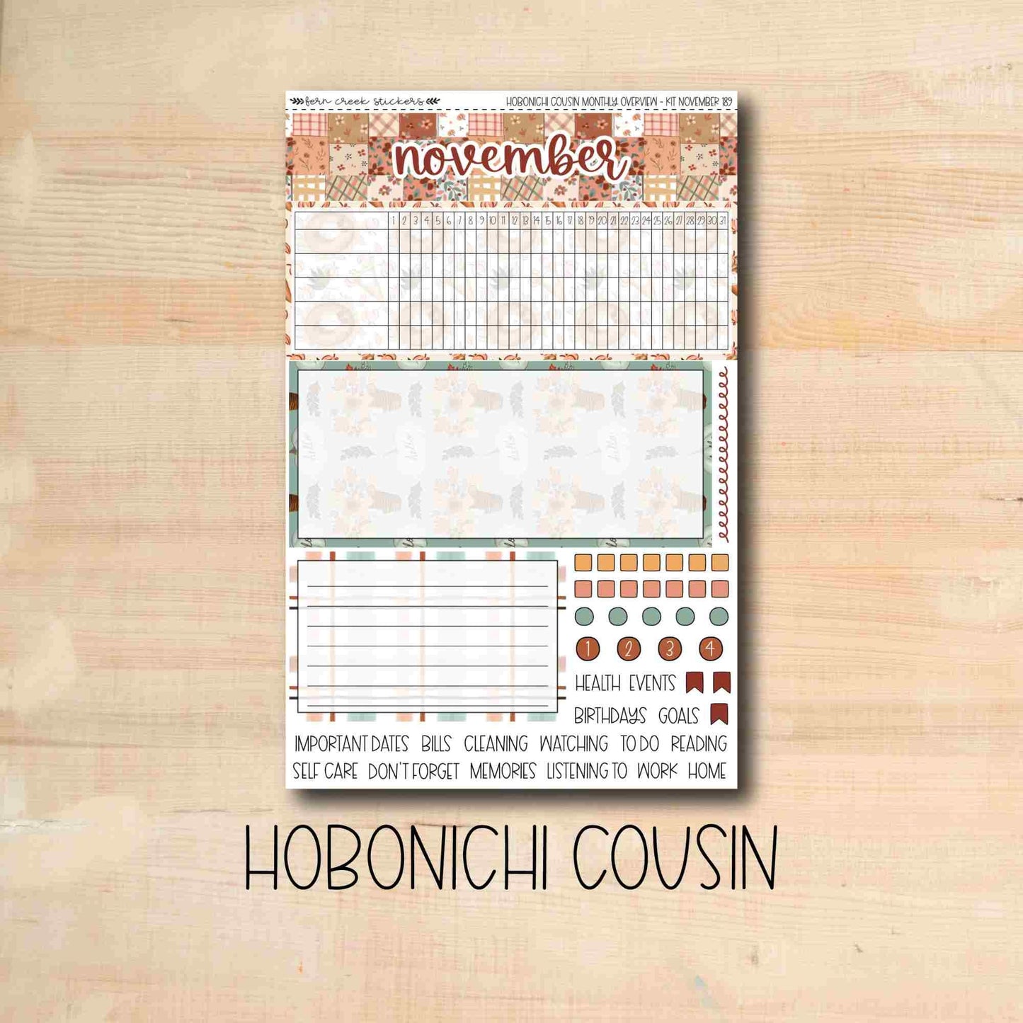 HCMO-189 || GATHER November Hobonichi Cousin monthly overview