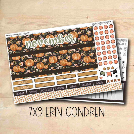 EC 7x9 190 || PUMPKIN BLOSSOMS November 7x9 Erin Condren monthly planner kit
