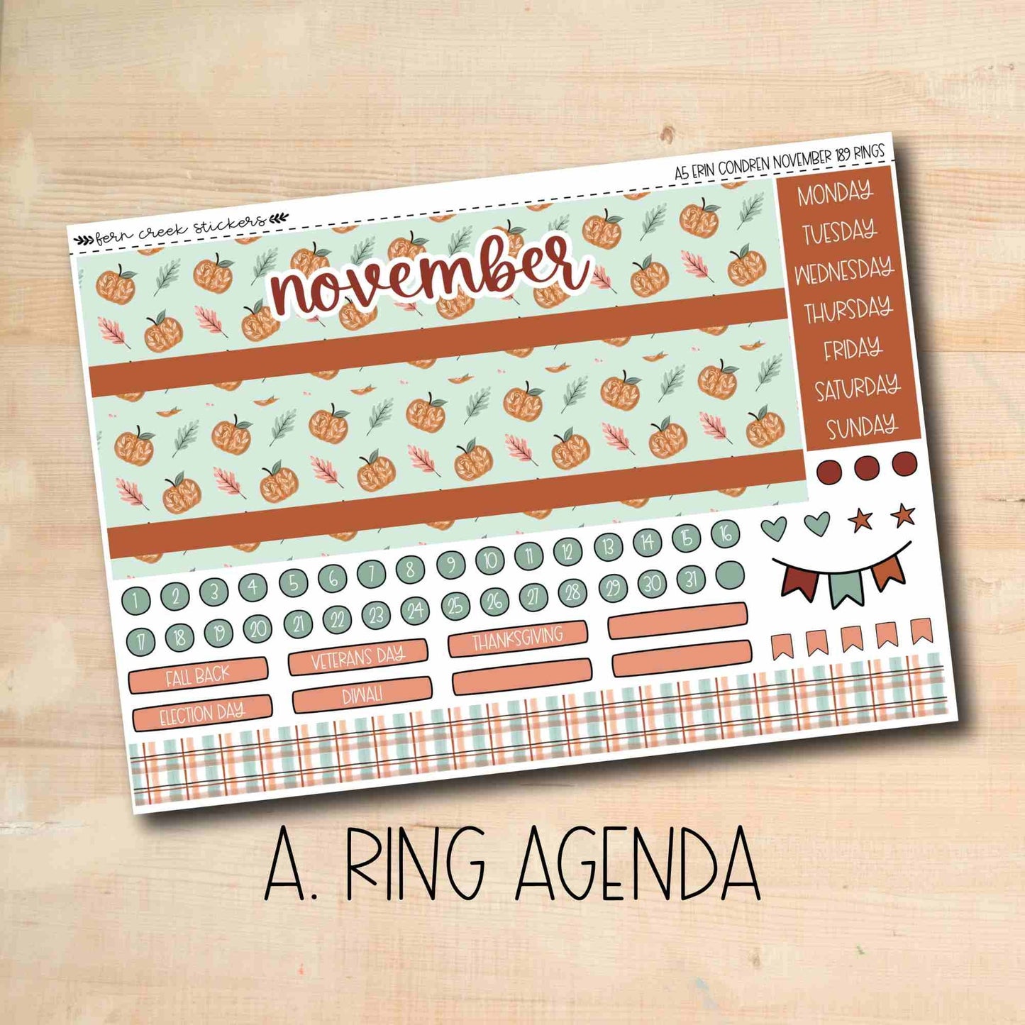 EC A5 189 || GATHER November A5 Erin Condren monthly planner kit