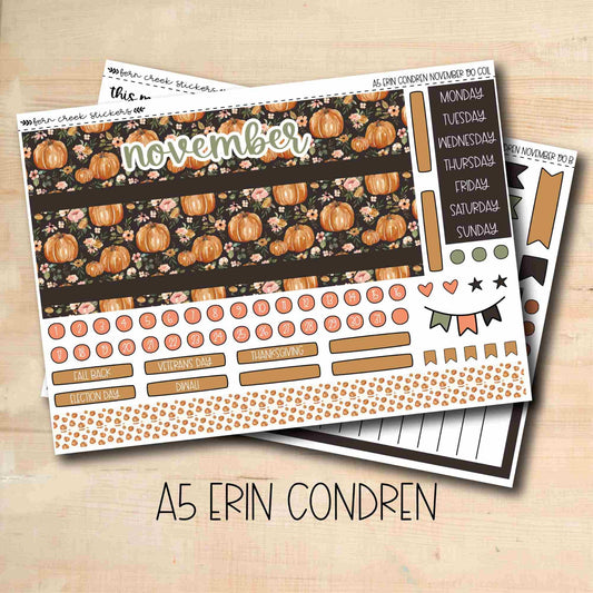 EC A5 190 || PUMPKIN BLOSSOMS November A5 Erin Condren monthly planner kit