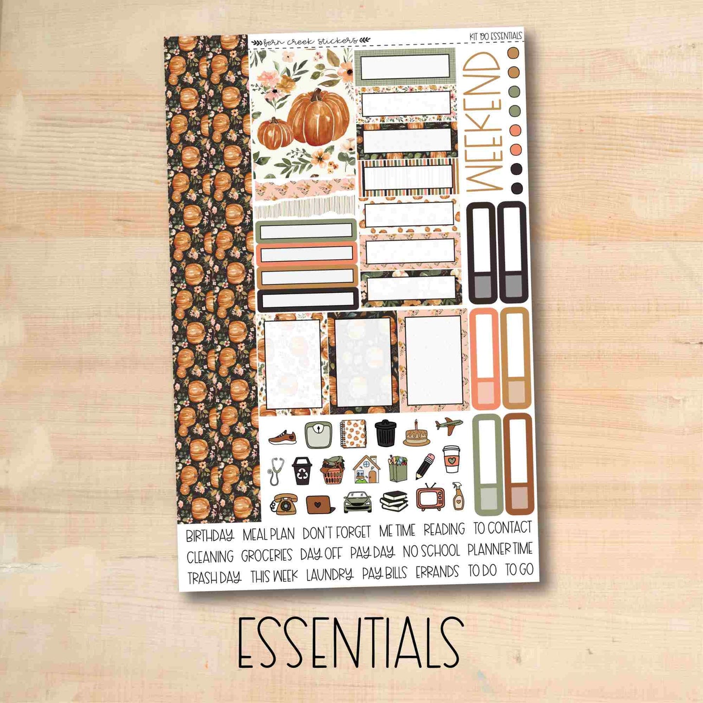 KIT-190 || PUMPKIN BLOSSOMS weekly planner kit for Erin Condren, Plum Paper, MakseLife and more!