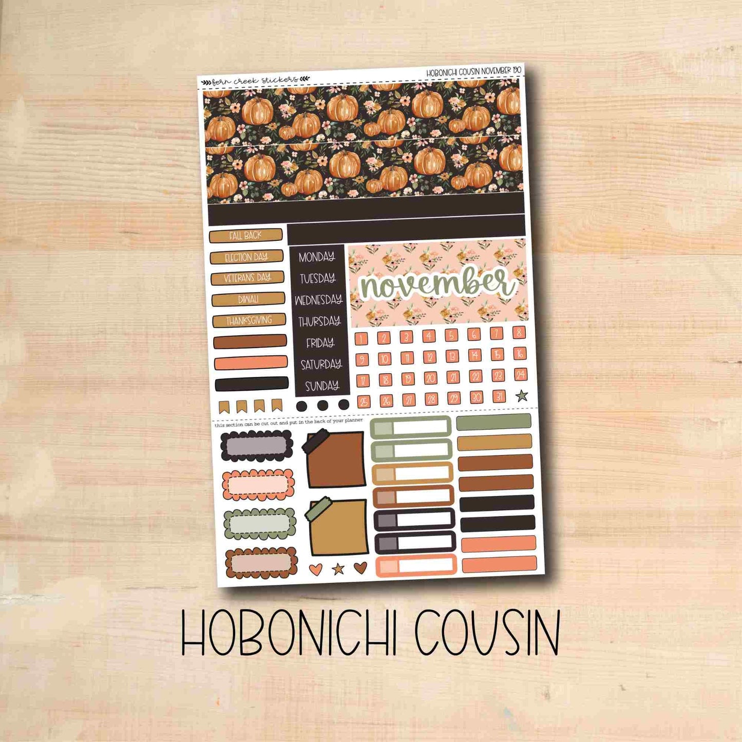 HC-190 || PUMPKIN BLOSSOMS November Hobonichi Cousin monthly kit