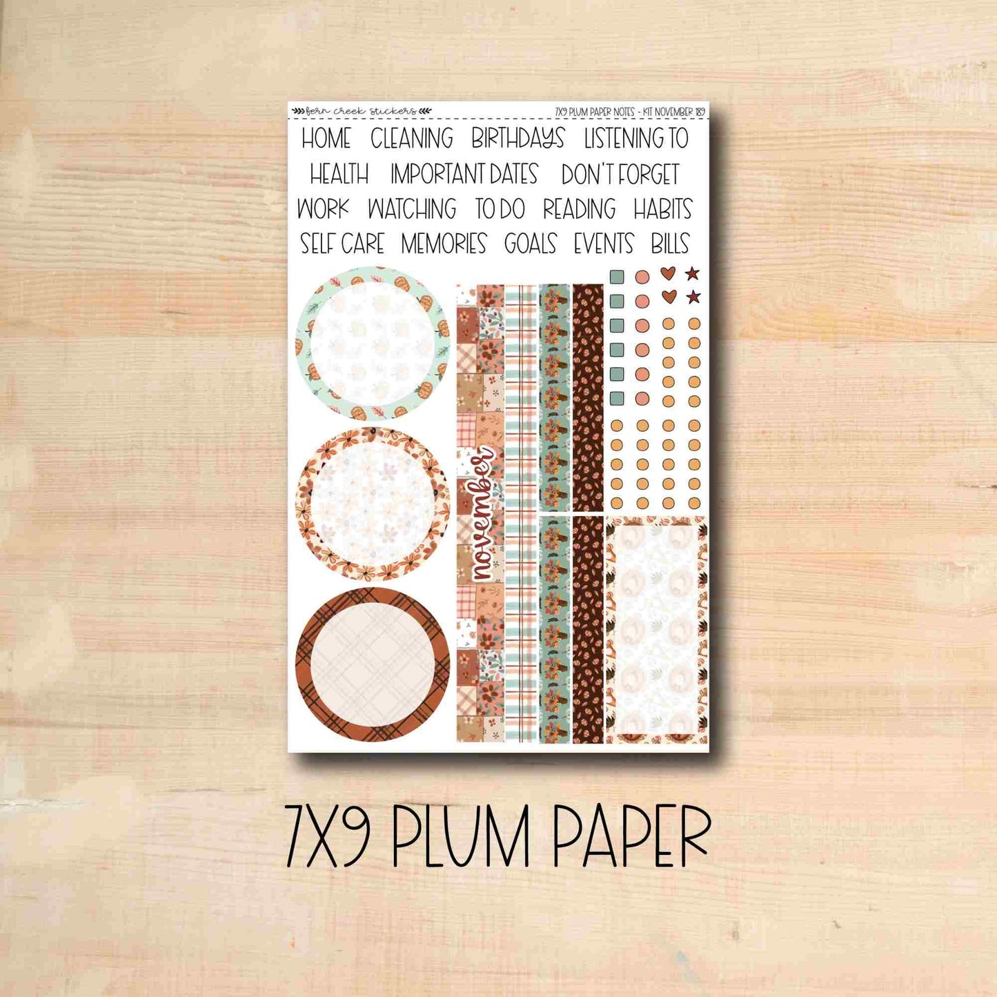 7x9 Plum NOTES-189 || GATHER 7x9 Plum Paper November notes page