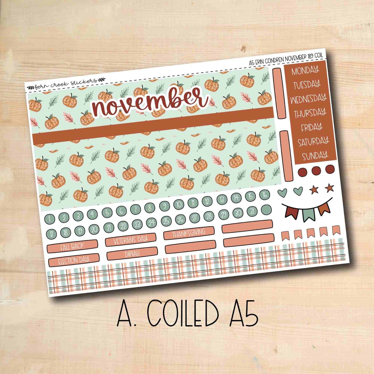 EC A5 189 || GATHER November A5 Erin Condren monthly planner kit