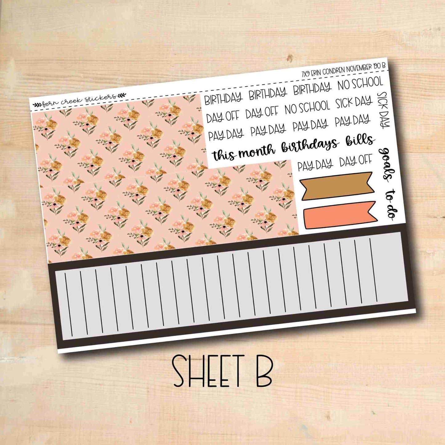 EC 7x9 190 || PUMPKIN BLOSSOMS November 7x9 Erin Condren monthly planner kit