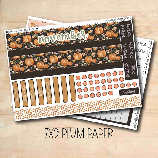 7x9 PLUM-190 || PUMPKIN BLOSSOMS 7x9 Plum Paper November Monthly Kit