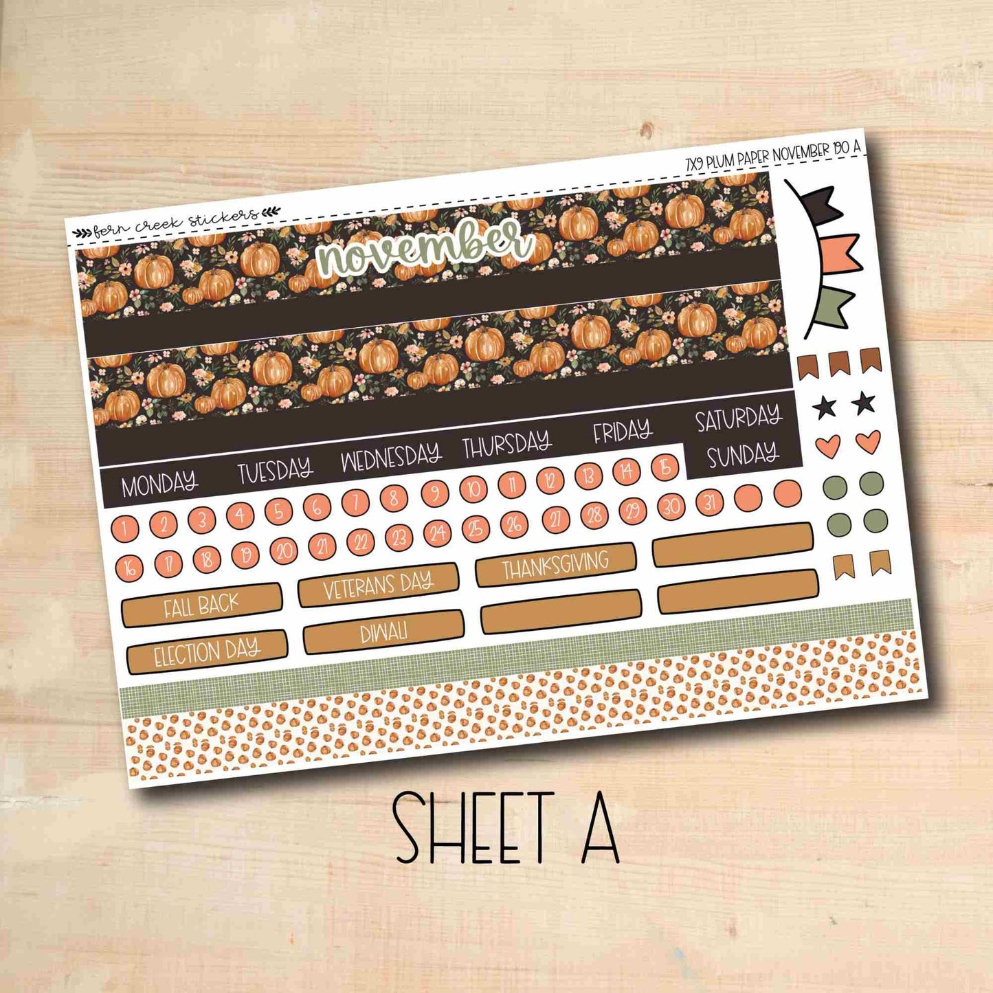 7x9 PLUM-190 || PUMPKIN BLOSSOMS 7x9 Plum Paper November Monthly Kit