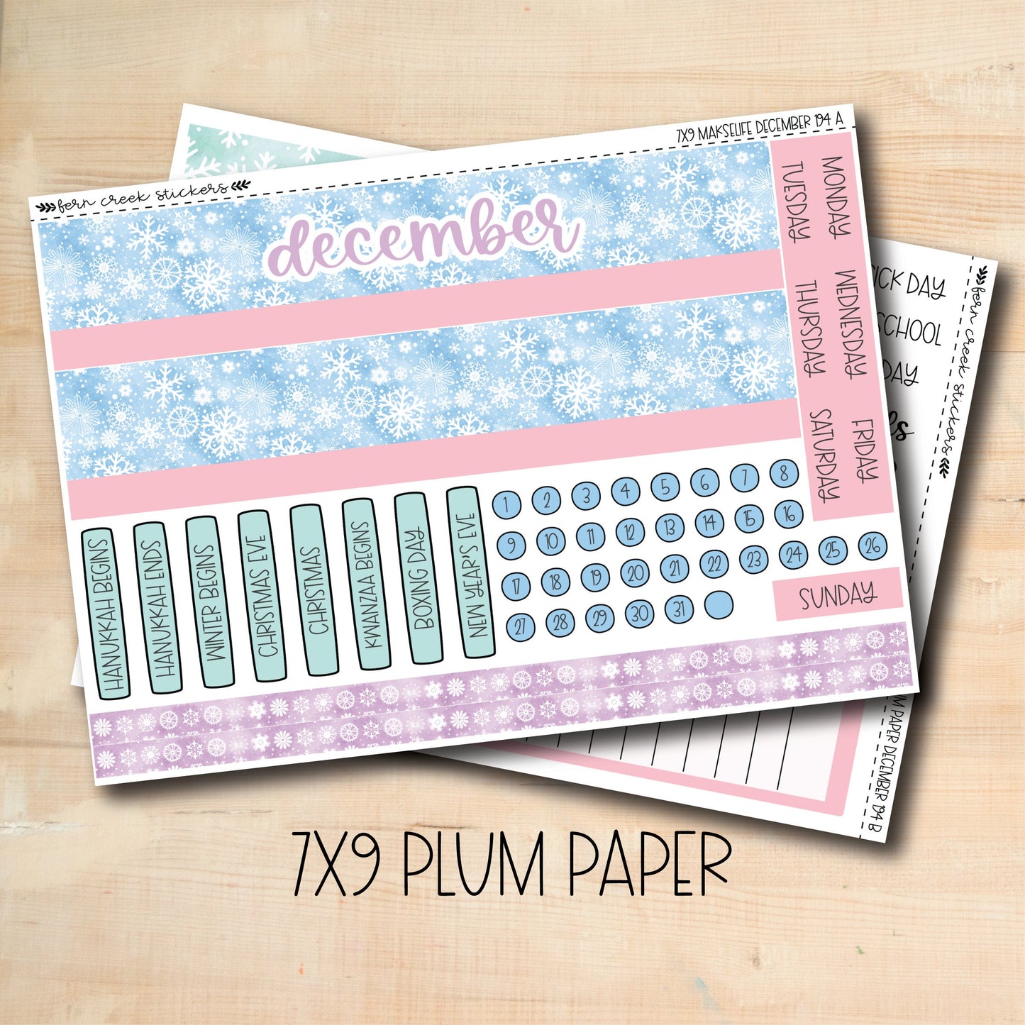 7x9 PLUM-194 || WINTER MAGIC 7x9 Plum Paper December Monthly Kit