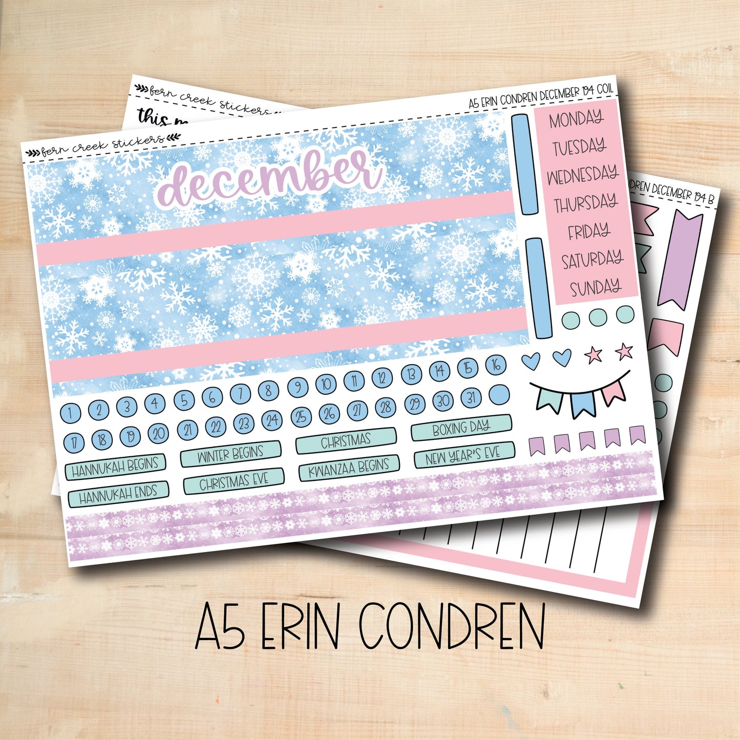 EC A5 194 || WINTER MAGIC December A5 Erin Condren monthly planner kit