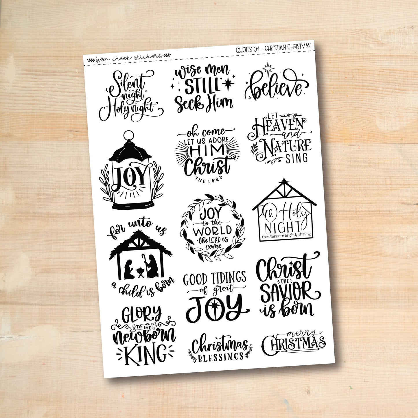 QUOTES-04 || Christian Christmas phrases quote stickers