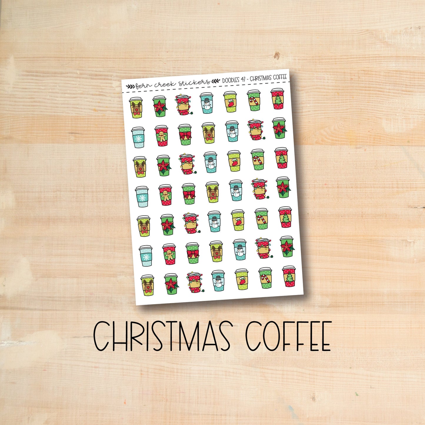 DOODLES-47 || CHRISTMAS CUP doodle planner stickers