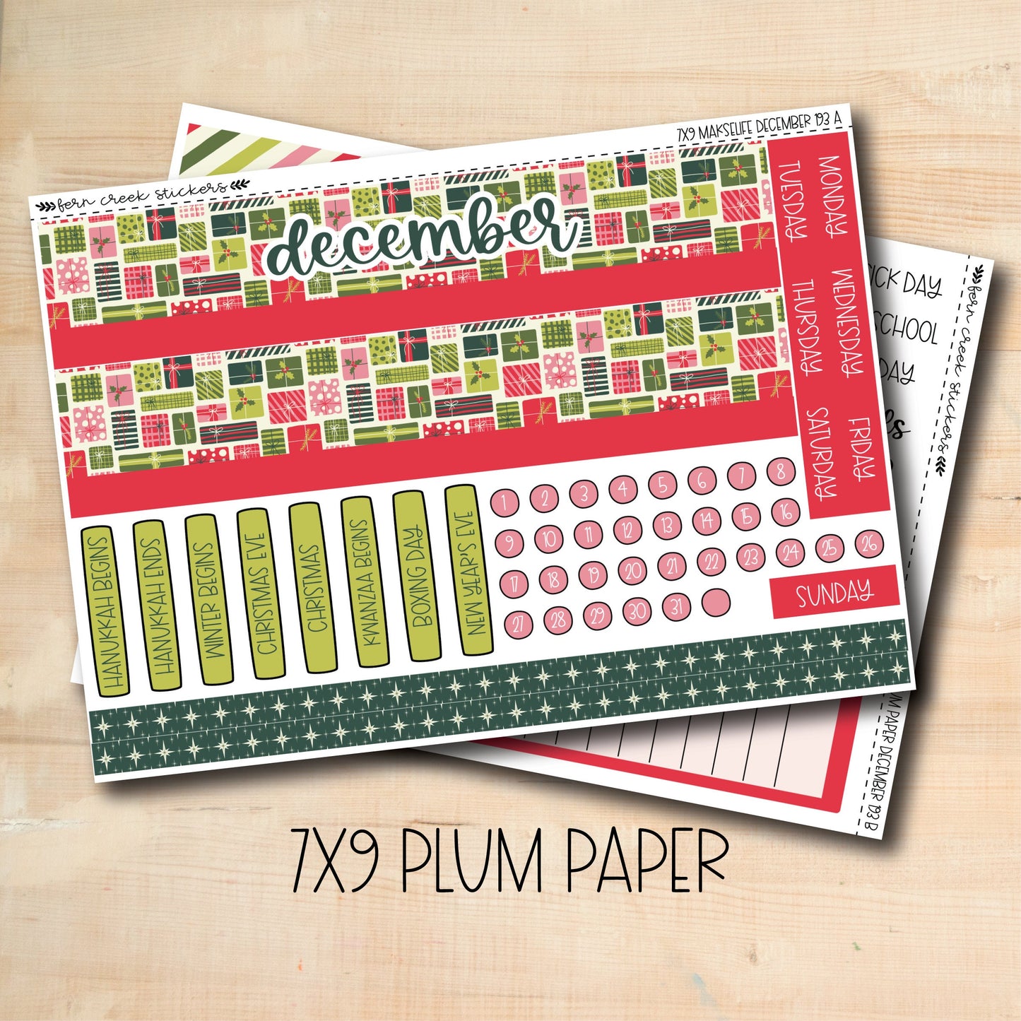 7x9 PLUM-193 || VINTAGE CHRISTMAS 7x9 Plum Paper December Monthly Kit