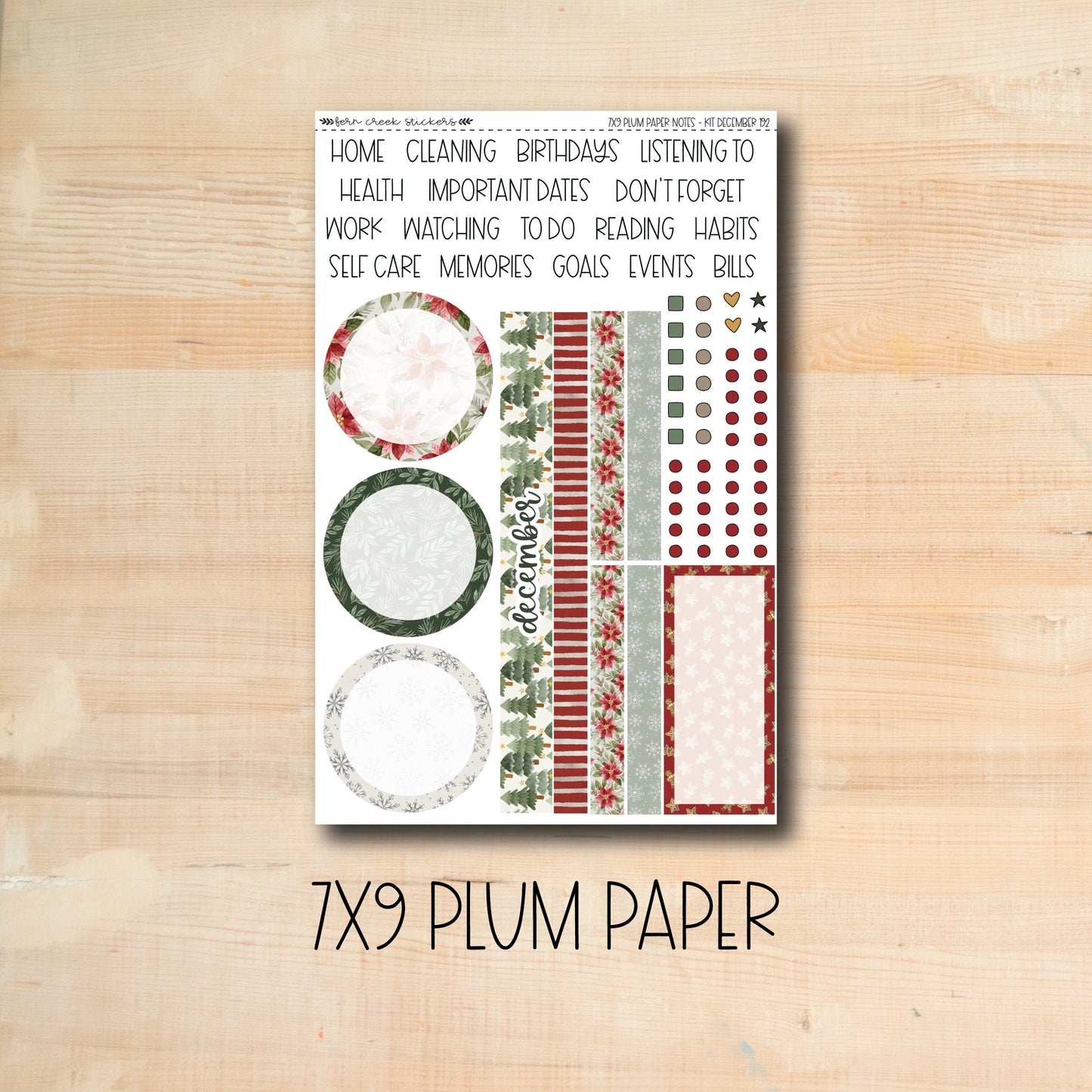 7x9 Plum NOTES-192 || CHRISTMAS CHEER 7x9 Plum Paper December notes page