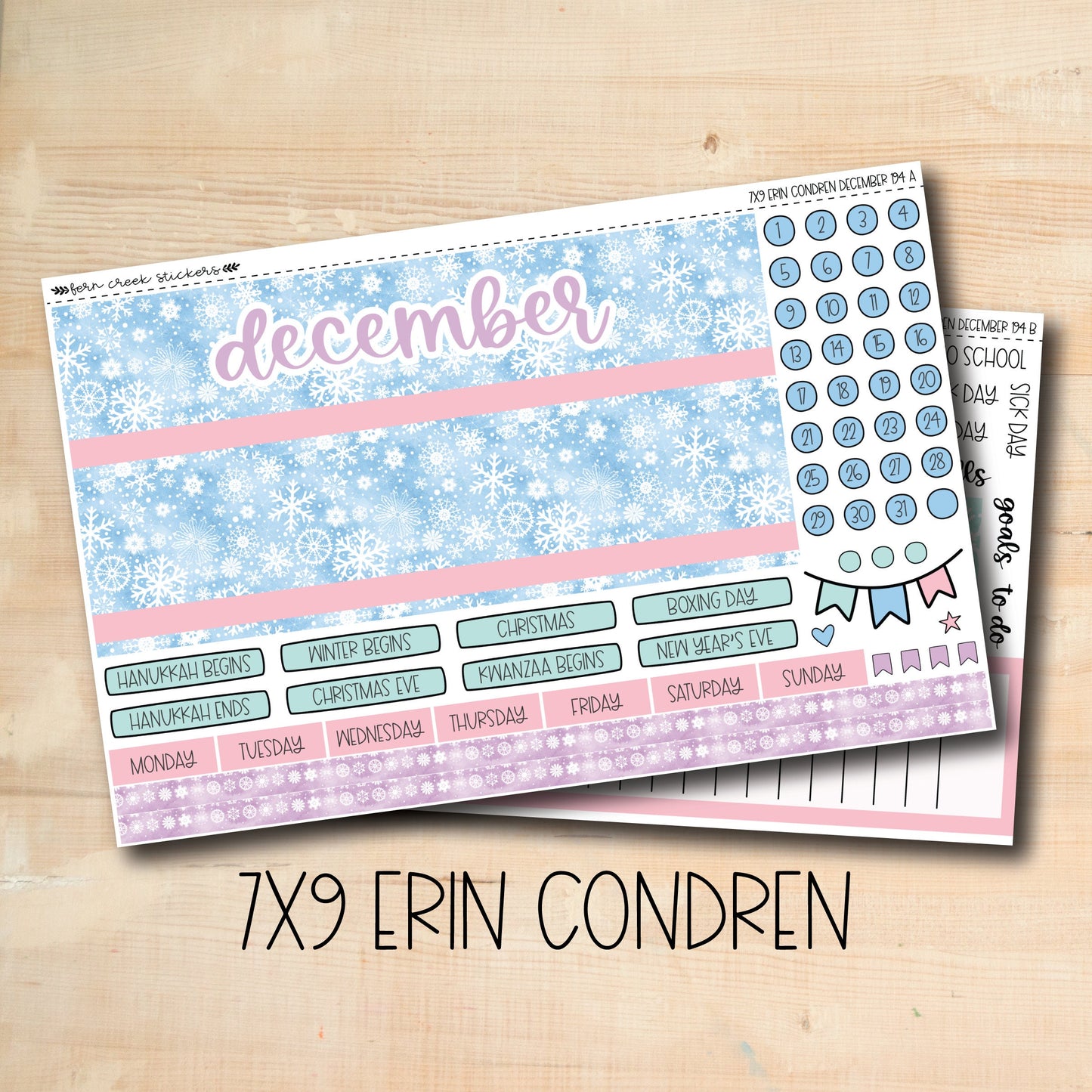 EC 7x9 194 || WINTER MAGIC December 7x9 Erin Condren monthly planner kit