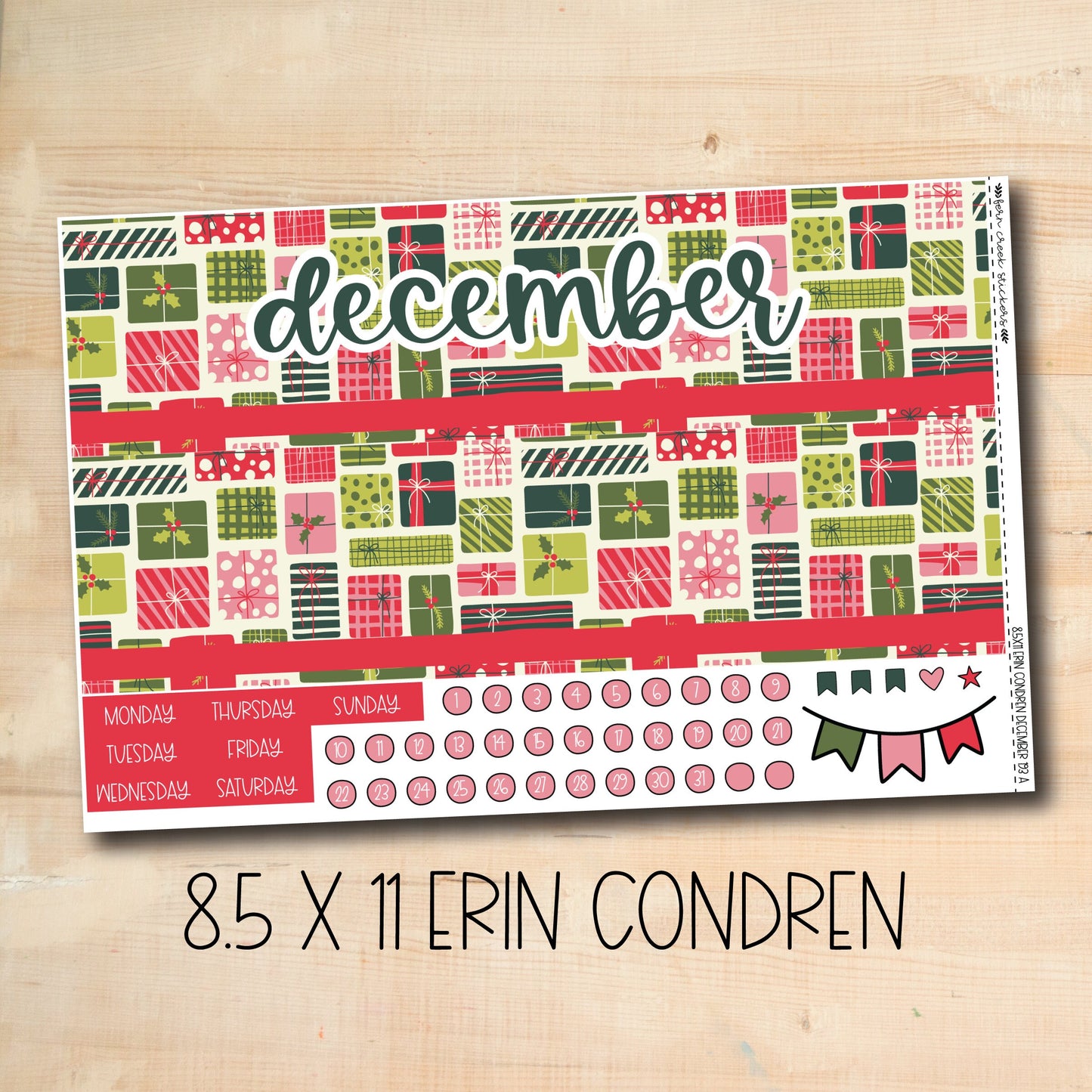 EC 8.5x11 193 || VINTAGE CHRISTMAS December 8.5x11 Erin Condren monthly kit